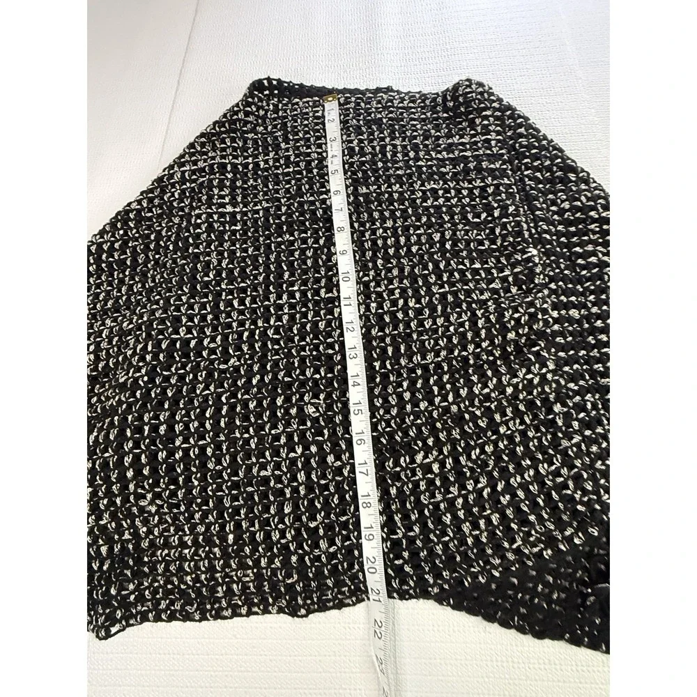 Eyefull‎ black knit triangle shawl scarf with fringe, lightweight acrylic wrap